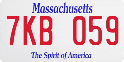 MA license plate 7KB059
