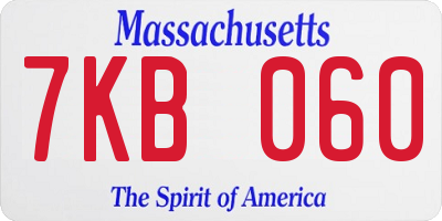 MA license plate 7KB060