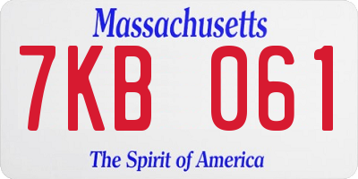 MA license plate 7KB061