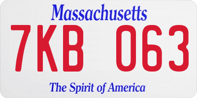 MA license plate 7KB063