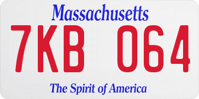 MA license plate 7KB064