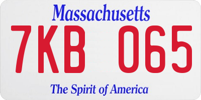 MA license plate 7KB065