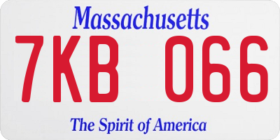 MA license plate 7KB066