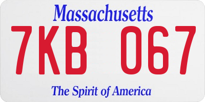 MA license plate 7KB067