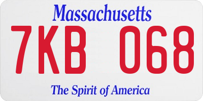 MA license plate 7KB068