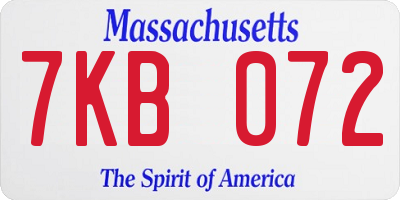 MA license plate 7KB072