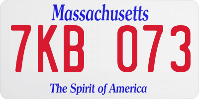 MA license plate 7KB073