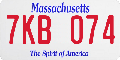 MA license plate 7KB074