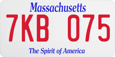 MA license plate 7KB075