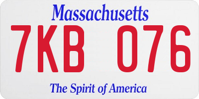 MA license plate 7KB076