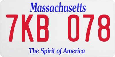 MA license plate 7KB078