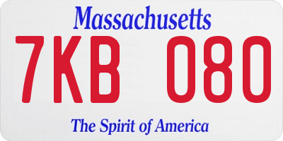 MA license plate 7KB080