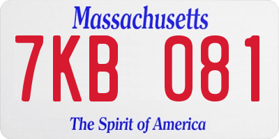 MA license plate 7KB081