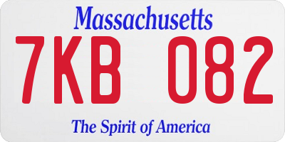 MA license plate 7KB082