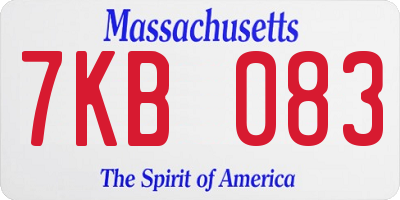 MA license plate 7KB083