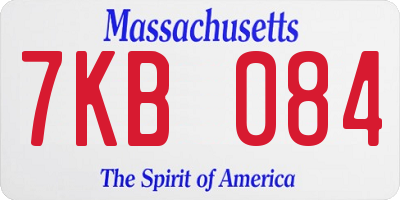 MA license plate 7KB084