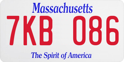 MA license plate 7KB086