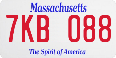 MA license plate 7KB088