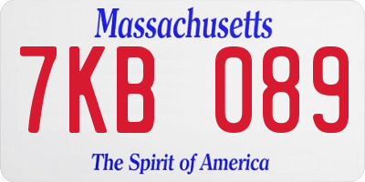 MA license plate 7KB089