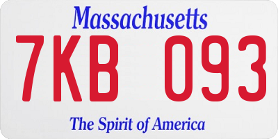 MA license plate 7KB093