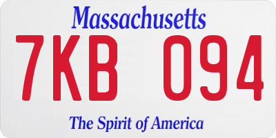 MA license plate 7KB094
