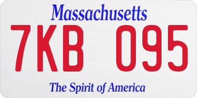 MA license plate 7KB095