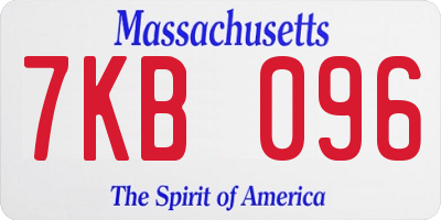 MA license plate 7KB096