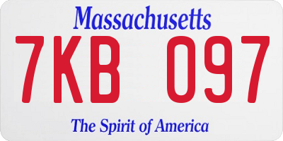 MA license plate 7KB097