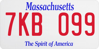 MA license plate 7KB099
