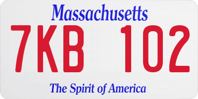 MA license plate 7KB102