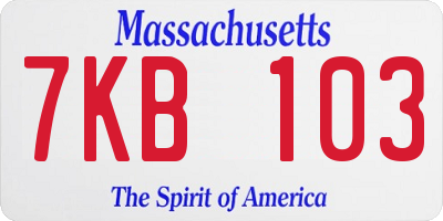 MA license plate 7KB103