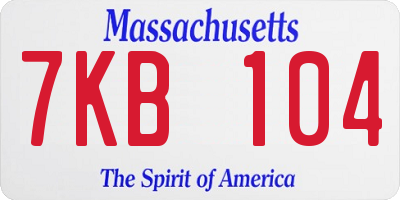 MA license plate 7KB104