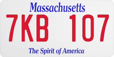 MA license plate 7KB107