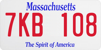 MA license plate 7KB108