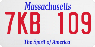 MA license plate 7KB109