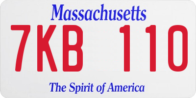 MA license plate 7KB110