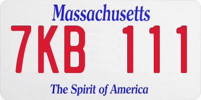 MA license plate 7KB111