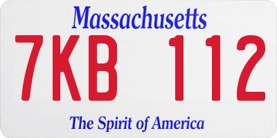 MA license plate 7KB112