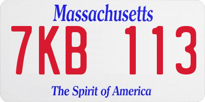 MA license plate 7KB113