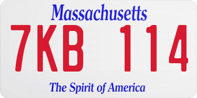 MA license plate 7KB114