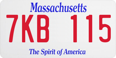 MA license plate 7KB115