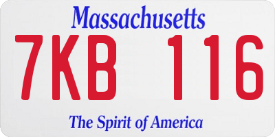 MA license plate 7KB116