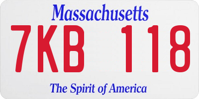 MA license plate 7KB118
