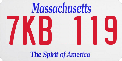 MA license plate 7KB119