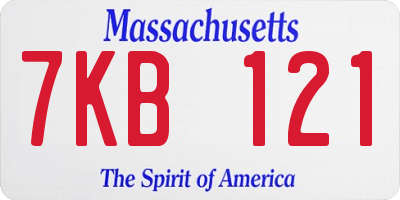 MA license plate 7KB121