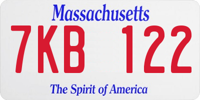 MA license plate 7KB122