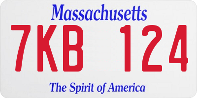MA license plate 7KB124