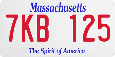 MA license plate 7KB125