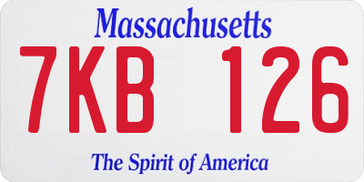 MA license plate 7KB126