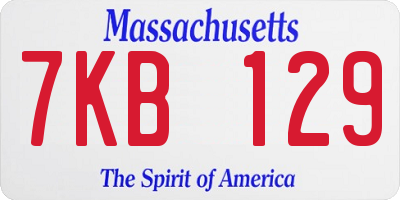MA license plate 7KB129